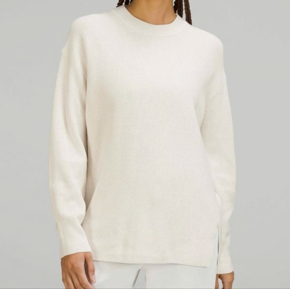 Lululemon Merino Wool Blend Ribbed Crew neck Sweater - Bone - Picture 1 of 5